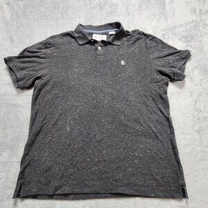 Original Penguin Polo Shirt Men's Large L Charcoal Gray Speckled Cotton Logo